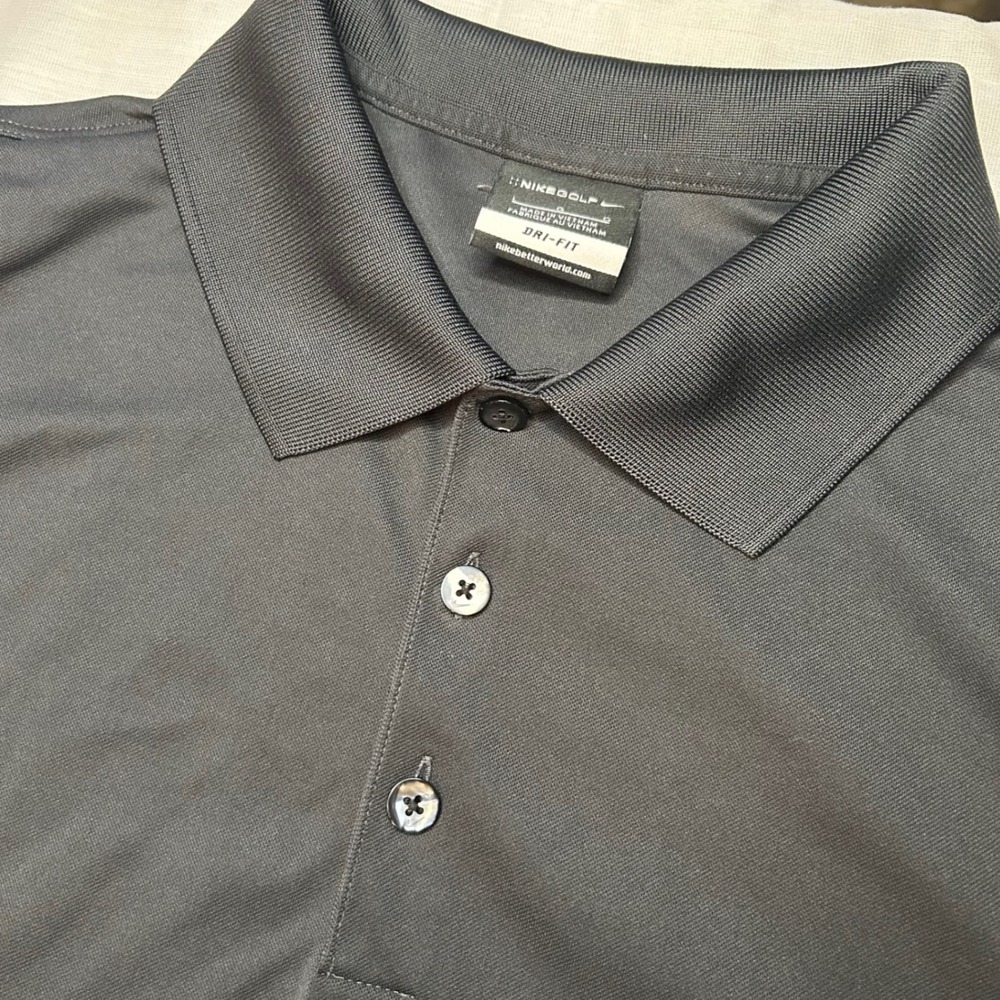 Nike Golf Polo Men Large Gray Dri-FIT Short Sleeve Athletic Shirt Charcoal